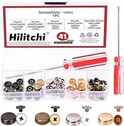 Hilitchi 41 Sets 4 Colors 10MM Flat Head Screw Back Rivets with Phillips Screwdriver, Purse Feet Flat Head Studs Rivets Screwback Leather Rivets Handbag Feet Studs Rivets(Gold/Silver/Bronze/Gun Black)