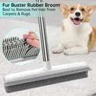 Rubber Broom with Built in Squeegee Soft Bristle Rubber Sweeper with nujBy .i