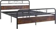 Bed Frame Metal Queen Double King Single Full Size Modern Wooden Headboard