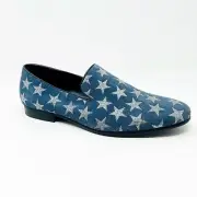 Kenneth Cole Reaction Trophy Mens Slip On Loafer Leather Blue Silver