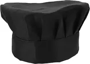 [DEARMAMY] Elegant Chef Cap 2pcs Cotton Chef Hats Minimalist Design Comfortable for Men Women Suitable for Western Hotels Black