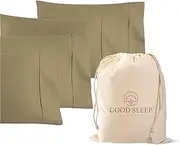 Good Sleep Bedding 1000 Thread Count Egyptian Cotton Pillow Cases, Taupe King Pillowcase Set of 4, Long-Staple Cotton Pillow Case for Sleeping, Soft & Silky Sateen Weave Bed Pillow Cover