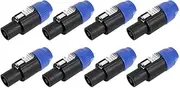 Suesacy 8 Pack Audio Cable Adapter Connectors, 4 Pole Audio Speaker Plug Twist Lock Compatiable with Speakon NL4FC, NL4FX, NLT4X