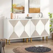 White Sideboard Buffet, Modern Sideboard Storage Cabinet,Cupboard with 4 Doors
