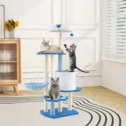 Costway 137cm Tall Modern Cat Tree Tower with Sisal Scratching Posts and Dang...