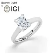 Radiant Solitaire Labgrown Diamond Engagement Ring Platinum 1.60 Ct