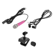Mini Mic Tiny Microphone Type C Bracket, Sponge Cover, Earphones Hot Pink