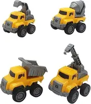 KOMBIUDA 4pcs Cartoon Push Car Friction Powered Construction Truck Models for Safe Easy to Use Engineering Vehicles Boys Enhances Cognitive Social Skills
