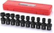 10-Pc 3/8" Drive Shallow Universal Impact Socket Set Metric10-19Mm Swivel Socket