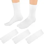 [Ymapinc] 3-Pack Japanese Split Toe Socks Non-Slip Ankle Socks for Flip Flops, Ninja Slippers Breathable Unisex, white, One size