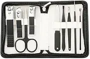 Zhaoj24-05 Manicure Set Tools Zipper bag stainless steel nail scissors 18-piece decoration foot knife nail ditch safety ear spoon cover box Nail Clippers(Black9 set)