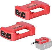 2-Pack USB Charger Adapter for Milwaukee M18 Battery, Battery Charger with USB and Type-C Charging Port for MIL18V MAX Lithium Battery