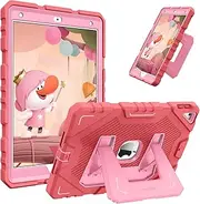 Fintie Case for iPad 9th Generation (2021) / 8th Generation (2020) / 7th Gen (2019) 10.2 Inch, Fully-Body Rugged Heavy Duty Shockproof Protective Case with Built-in Kickstand for Kids, Pink