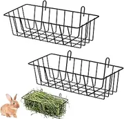 rabbits Hay Feeder, 2pcs rabbits Feeder Racks, Metal Rack Hay Holder, Hanging Racks Bunny Feeder With Hooks, For Guinea pigs Small Animals Grass Rack 9.1x3.9x2.9in