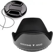 49mm Tulip Flower Lens Hood & Lens Cap Compatible for Canon M50II M100 kit EF 50mm f/.1.8 Lens, for Sony RX1RII w/FE 35mm f/2.8 ZA Lens (1+1 Pack)