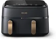 [Philips] Dual Basket Air Fryer 3000 Series, 9L, 2 Drawers, Synch Function, Rapid Air Technology, Versatile Large Hot Air Fryer, 90% Less Fat and Energy Saving, HomeID App (NA352/00)