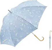 Waterfront U158-0786BL1-BF Women's Long Umbrella, Umulatio Airy Light, Sketch Flower, Opal Blue, 22.8 inches (58 cm), Slim, Lightweight, Windproof, Withstands Strong Winds