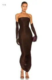 Alex Perry Huntley Gown Gloves Chocolate Brown US 0 NWT $2200