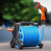 Heavy Duty Garden Hose Storage Rack Set with Multi Function Spray Gun and Leak Proof Joints 20M Hose Reel