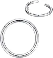 [FOLLOWMOON] 316L Surgical Steel Nose Rings Hoop Septum Clicker Hinged Segment Ring Lip Ear Piercing Earrings for Cartilage Helix Tragus Conch Rook 20g 18g 16g 14g 12g 10g 8g,Inner Diameter 5mm to 22mm