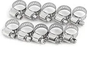 Stainless Steel Hose Clamps Adjustable Gear Set Secure Pipes Connections Suitable for Cars Silver 10pcs (8-12)