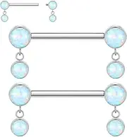 [PEAKLINK] Dangly Nipple Piercing Jewelry 14G Titanium Nipple Rings Internally Threaded Nipple Barbell Nipple Bars for Women