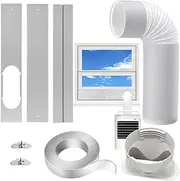 Portable AC Window Kit with 5.1” Exhaust Hose for Sliding Window, Adjustable Air Conditioner Window Vent Kit for Ducting AC Seal Panel for Horizontal&Vertical Window
