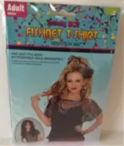 Adult TOTALLY 80's Costume FISHNET T-SHIRT TOP OS Pop Star ROCKER NEW Black TEE