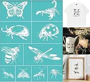 2 Sheets Insects Silkscreen Stencil, Butterfly Ladybird Honeybee Praying Mantis Painting Stencils Templates Reusable Self-Adhesive Silk Screen Printing for Wall Border Wood Fabric Home Decor