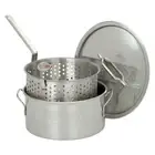 1101 10 Quart Stainless Steel Fry Pot with Lid and BasketSilver