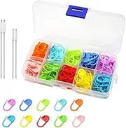 150 Pieces Stitch Markers Crochet, Proxima Direct Locking Assorted Colour Crochet Hook Set Knitting Crochet Counter Stitch Needles Clip with Compartment Box, 10 Colours
