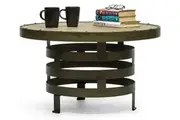 Retro Style Spiral Round Coffee Table with Wood Top