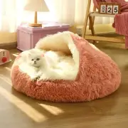 Warm Plush Pet Bed Cat Accessories Enclosed Round Cat Cushion Comfortable Bag