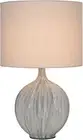 Zaya Ceramic Table Lamp, Blue Combed Textured Base, Ecru Linen Fabric Drum Lamps