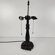 Table Lamp Base Replacement Only, Wide 7 Inch Height 20 Inch, Fit for 12 Inch Tiffany Style Stained Glass Lampshade, Dark Brown Finish, Resin, Pull Chain Switch KeYJ
