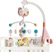 Mwqpgyh Crib Mobile with Music and Lights - Musical Crib Mobile Remote Control Bassinet Mobile,Removable Babies Girl Mobile Nursery Musical Mobile for Home Bedroom