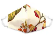 Fabric Face Mask Cotton Reusable Washable Adult Handmade in USA Tan Multi Floral