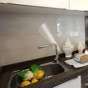 Kitchen Backsplash Wallpaper Stickers Clear Wall Protector Transparent High Temperature Resistant Self-Adhesive Film Removable Paper for Cupboard Household 17.7In*196in