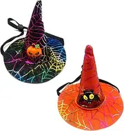 LERTREE Adjustable 2Pcs Halloween Pet Witch Hat Cat Puppy Dog Halloween Party Cosplay Costume Headwear Accessories