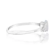 Sterling Silver Created Opal White Cubic Zirconia Ring, Q