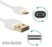 2ft Reversible USB-A Male to Reversible USB Micro-B Sync & Charger Cable, White
