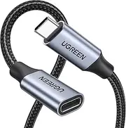 UGREEN USB C Extension Cable 10Gbps Type C Male to Female Extender Cord Nylon Braided 100W Fast Charge 4K 60Hz Video Display Lead Compatible with iPhone 16, MacBook/iPad Pro Air Space Gray (0.5M)