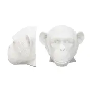 White Moose Resin Monkey Head Bookends Home/Living Room Display Decor White
