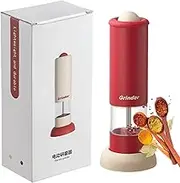 Electric Salt and Pepper Grinder Set, Automatic Salt Grinder with Storage Base and 22ML Visualization Material Silo, Adjustable Coarseness, Rechargeable Ceramic Salt and Pepper Mill for Kitchen red