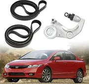 Kozlira Engine Drive Belt Tensioner and 2pcs Serpentine Belt Kit Compatible with Honda Civic 2006-2011, 1.8L l4#Replace 31170-RNA-A02, 04301-RNA-307, 7PK2170