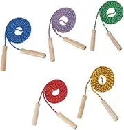 Mipcase 5pcs Wooden Handle Jump Rope for Durable Skipping Exercise Equipment for Students Random Color Jumping Rope for Fitness and Training Random Color