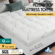 STARRY EUCALYPT Pillowtop Mattress Topper Bamboo Fibre Underlay Pad 9cm Queen