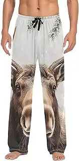 [XYMZR] Moose Winter Christmas Men's Pajama Bottoms Lounge Pajama Pants Sleep Bottoms with Pockets for Men S