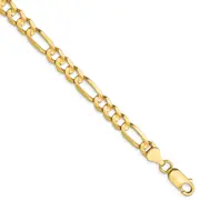 8 Inch 10K 6mm Concave Figaro Bracelet