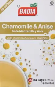Badia Te de Manzanilla, Spices Chamomile & Anise Tea Bags, 25ct (6 Pack)